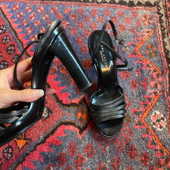 Vintage Marc Jacobs Black Open Toe Heels Size 6 - Picture 4 of 5